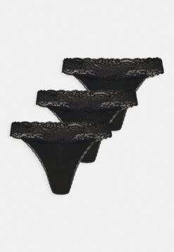 Anna Field 3 Pack Lace Trim Thong - Perizoma - Black -Anna Field 13815b0c5eb74aefa009a72fbc0b00d7