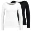Anna Field 2 PackMaglietta A Manica LungaBlack/White Donna T-shirt E Top AN621D0PI-Q11