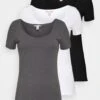 3 PackT-Shirt BasicWhite/Black/Dark Grey Donna T-shirt E Top ANH21D000-A11 -Anna Field 67096a6dd36547f9ba8238df1913a442