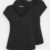 Anna Field Basic V Neck Drop Shoulder 2 Pack T-Shirt BasicBlack Donna T-shirt E Top AN621D0TS-Q12 -Anna Field d41957dbde954f8eb1855e46520dbb77