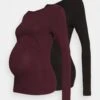 2 PackNursing Function Long Sleeve TopMaglietta A Manica LungaBlack/Bordeaux Donna T-shirt E Top EX429G035-Q11