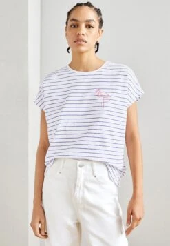 Anna Field Placed Stripe Flamingo Francesca T-Shirt Con StampaWhite Donna T-shirt E Top AN621D199-A11